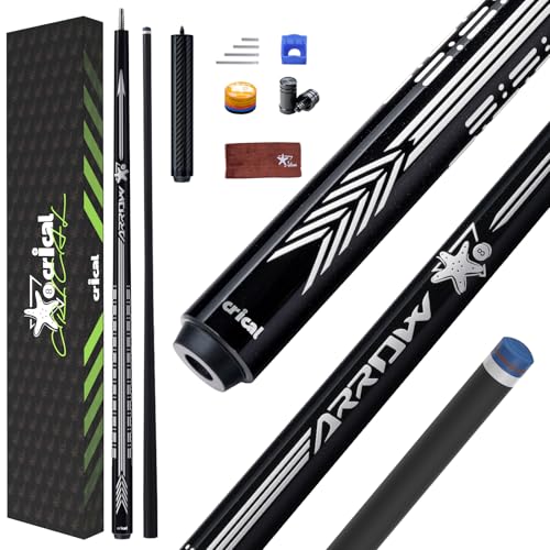 CRICAL Carbon Fiber Pool Cue Stick - 58" Low Deflection Professional Pool Cue with Pro Taper Shaft, 3D Anti-Slip Wrapless Grip, 12.5mm Tip & 3/8x8 Joint Billiard Stick for Enhanced Control & Accuracy - color: CL-PD-Set Black