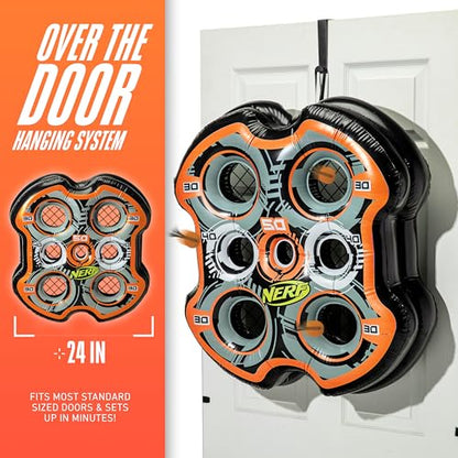 NERF Slingshot Shooting Target - Fling n' Score Inflatable Foam Ball Slingshot Target Game - Over the Door Toss Game for Kids - 24"