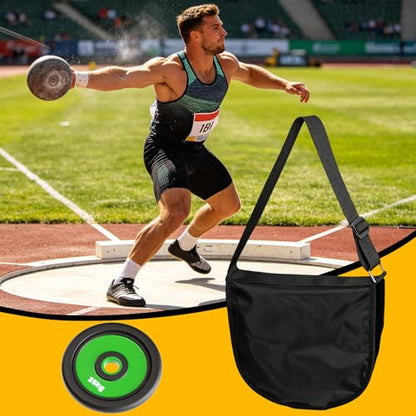 Discus Carrier Bag, Oxford Fabric Water Proof Track Field Equipment Pouch Adjustable Shoulder Throwing Sports Backpack for Men and Women, Holds 2Pcs 2KG Discus - color: Black