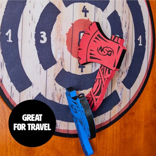 NSG Tomahawk Toss - Foam Axe Throwing Game for Kids - Two Lightweight Axes with Large Easy Stick Target, Wood/Black/red/Blue (JS7000) - color: Tomahawk Toss - Wood/Black/Red/Blue