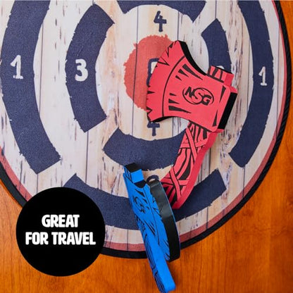 NSG Tomahawk Toss - Foam Axe Throwing Game for Kids - Two Lightweight Axes with Large Easy Stick Target, Wood/Black/red/Blue (JS7000) - color: Tomahawk Toss - Wood/Black/Red/Blue