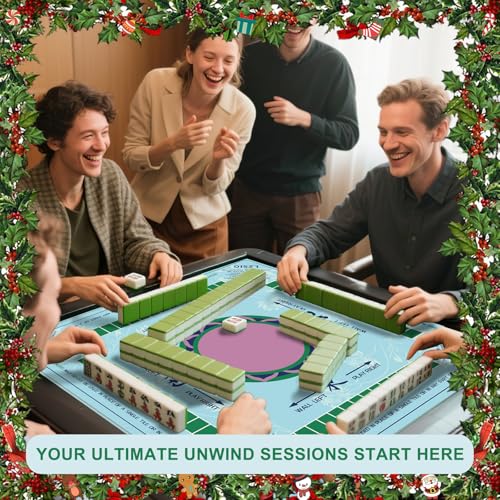 Traditional Chinoiserie Mahjong Mat for Table with Rules, 33×33", Turquoise | Anti-Slip, Waterproof, Noise-Reducing Table Cover for American Mahjong, Poker, Board Games , Dominoes, and Card Games - color: Cyan