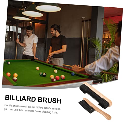 2pcs Pool Table Brush Set Wooden Cleaning Tool with Durable Pe Bristles for Billiard Table Dust Removal Includes Surface and Rail Brushes