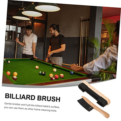 2pcs Pool Table Brush Set Wooden Cleaning Tool with Durable Pe Bristles for Billiard Table Dust Removal Includes Surface and Rail Brushes