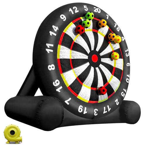 Inflatable Soccer Dart Board Giant Outdoor Soccer Dart Board with UL Blower, Portable Blow Up Games for Gym Camp Yard Sport Game(Black)