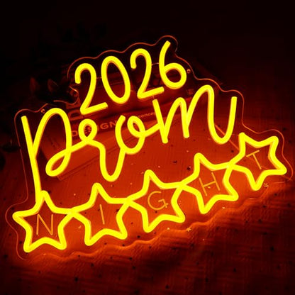 2026 Prom Night Neon Sign for Wall Decor, High School College Prom Led Signs for Dance Party, USB Dimmable Neon Lights for Class of 2026 Graduation Party Photo Backdrop - style: 2026 Prom