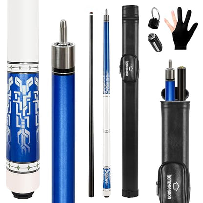HomeSeason Fiberglass Pool Cue 58" Professional Pool Stick 12.7mm 4-Layer Tip Low Deflection Cue Stick, 3 * 8/8Joint Pin, Ultra-Smooth, Billiard Cue Sticks - color: Blue/21oz with Bag