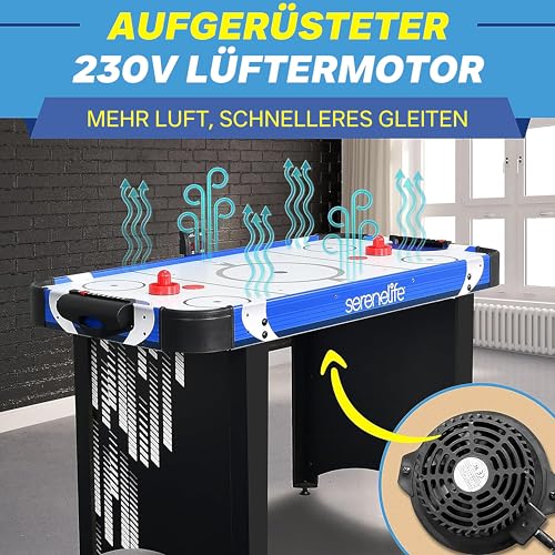 SereneLife 48" Air Hockey Game Table, w/Built-in Score Tracker & Puck Dispenser, Digital LED Scoreboard & Accessories