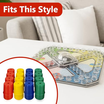 Trouble Board Game Replacement Parts - 16 Piece Set (Red, Green, Blue, Yellow) - Movers, Pawns & Pegs