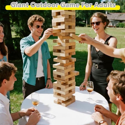 GOROCK Giant Tumbling Tower Game，57Pcs Wooden Block Stacking Game （Over 4.2FT），Classic Family Indoor Outdoor Yard Party Games for Kids and Adults with Carry Bag - size: L-Over 4.2 FT