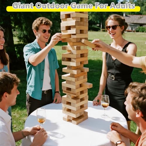 GOROCK Giant Tumbling Tower Game，57Pcs Wooden Block Stacking Game （Over 4.2FT），Classic Family Indoor Outdoor Yard Party Games for Kids and Adults with Carry Bag - size: L-Over 4.2 FT