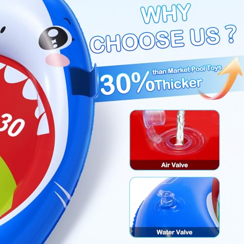 AURASUN Kids Fun Pool Toys, Inflatable Shark Pool Cornhole Game Floating, Water Game Outdoor Swimming Pool Games for Kids Adults, Cool Summer Party Gift 3 4 5 6 7 8 9 10 12 Year Boy Girl Teen Family - style: Shark Cornhole Board