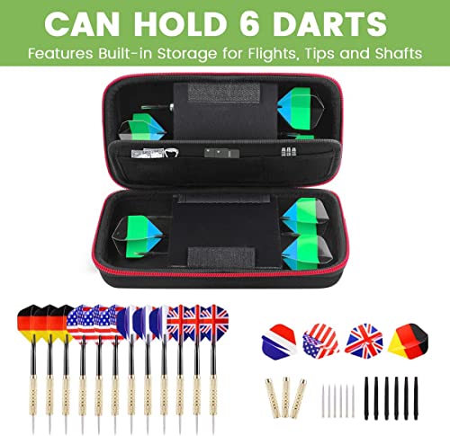 ALKOO Dart Case Holder Bag for 6 pcs Steel and Soft Tip Darts Set | Dart Case Holds 12 Darts with Shafts, Flights and Tips; Hard Shell Travel Pouch Keeps Dart Gear Tidy for Game Night, Leagues - style: Holds 6 Darts