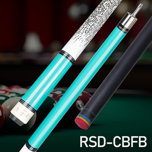 Carbon Fiber Pool Cue Stick 12.5mm Rainbow Tip Low Deflection Pool Stick with Uni-loc Pin Joint and Extension Pool Stick-20 oz - color: Cyan-Pro