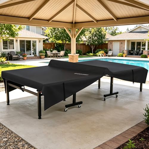 Porch Shield 9x5 Ft Ping Pong Table Cover – Outdoor Water Repellent Table Tennis Cover for Folding & Flat Black