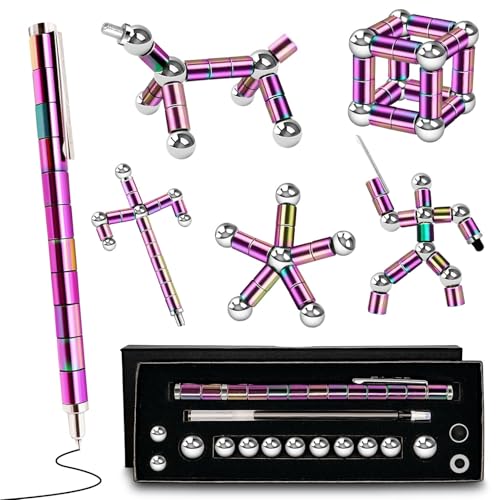 Magnetic Fidget Pen teen gifts - Cool Gadgets Gift for Men Dad, Modular Metal Stress Relief Toy for ADHD Anxiety, Creative Building Blocks Writing Stylus, Ideal Father's Day & Graduation Present - color: S-color