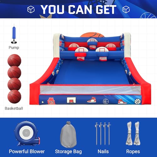 OZIS Inflatable Basketball Hoop Shot with Balls, Inflatable Party Basketball Game with Blower Easy Set Up Ideal for Indoor/Outdoor Shot Basketball Interactive Game