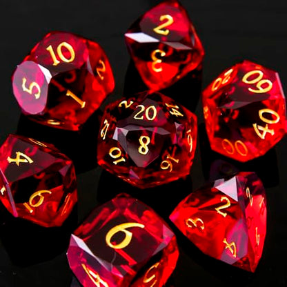Multifaceted Resin DND Dice Set 7 PCS Polyhedral Role Playing Dice for Dungeons & Dragons, Pathfinder, RPG and Tabletop Games(RED) - color: Multifaceted -Red