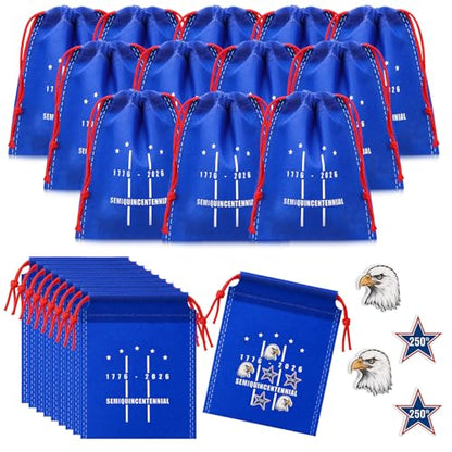 Sotiff 24 Sets 250th Anniversary USA Tic Tac Toe 4th of July Party Games with Drawstring Bags for Classroom Activities Independence Day Patriotic Party Favor Supplies - style: 250th Anniversary Usa