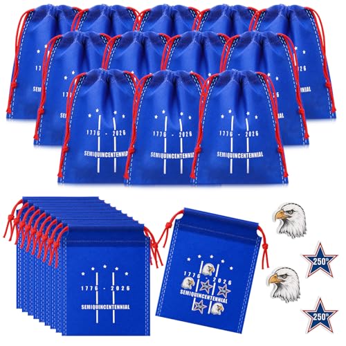 Sotiff 24 Sets 250th Anniversary USA Tic Tac Toe 4th of July Party Games with Drawstring Bags for Classroom Activities Independence Day Patriotic Party Favor Supplies - style: 250th Anniversary Usa