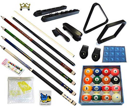 Pool Table - Premium Billiard 32 Pieces Accessory Kit - Pool Cue Sticks Bridge Ball Sets (Kit-21)