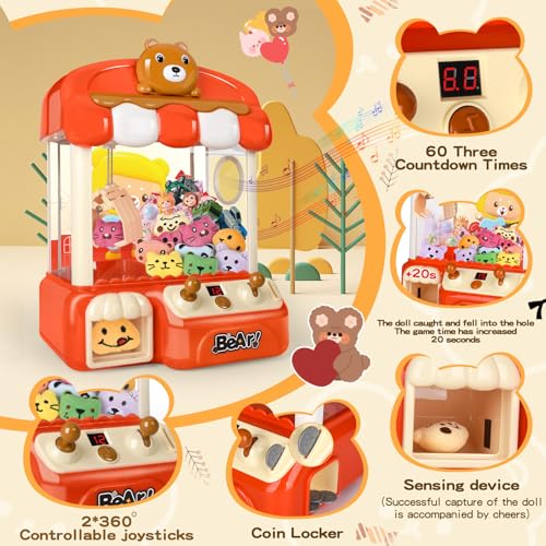 nicknack Large Claw Machine for Kids with Toys Inside,Arcade Size Toys for 3 4 5 6 7 8 Years Old Girls,Mini Prize Toys for Boys,Christmas Birthday Gifts for Kids,Includes Coins & Mini Toys