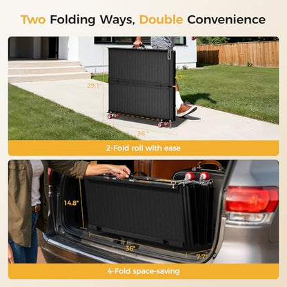 CAMMOO 6 FT Portable Wheelchair Ramp-800LBS Heavy-Duty, High-Strength Aluminum Alloy with 4 Adjustable Legs, 4 Wheels, Triple Anti-Slip and Seamless Design, Ideal for Home Steps, Threshold, Doorways - size: 6 FT