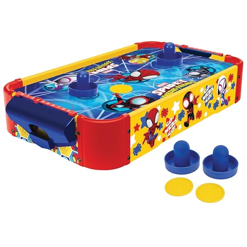 Marvel Spidey and His Amazing Friends Kids Air Hockey Table - Tabletop Game with Puck, Pushers & Air Flow System - Spiderman Toys for Kids 4+