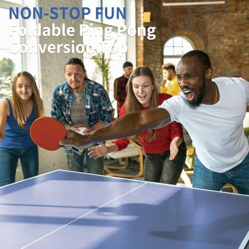 9ft Blue Mid Size Ping Pong Conversion Top Foldable Portable Table Tennis Table Top for Indoor Games