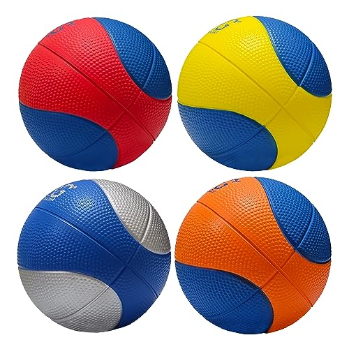 Macro Giant 6 Inch (Diameter) PU Foam Basketball, Set of 4, Basic Colors, Beginner, Training Practice, Playground, Preschool - color: Basic Colors