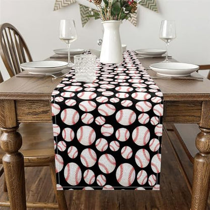 Baseball Table Runner 13X48,Boys Sport Baseball Table Runners Ball Games Rectangular Runner Seasonal Holiday Kitchen Dining for Home Party Decor - size: 48"x13"