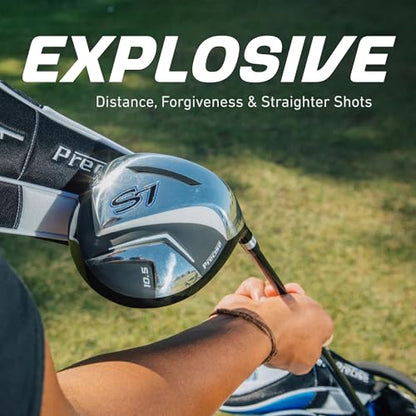Precise S7 Men's 18-Piece Complete Golf Club Set – Titanium Driver, Fairway Woods, Hybrid, 5-SW Irons, Putter & Stand Bag, Right Handed - color: Red, size: Regular Size