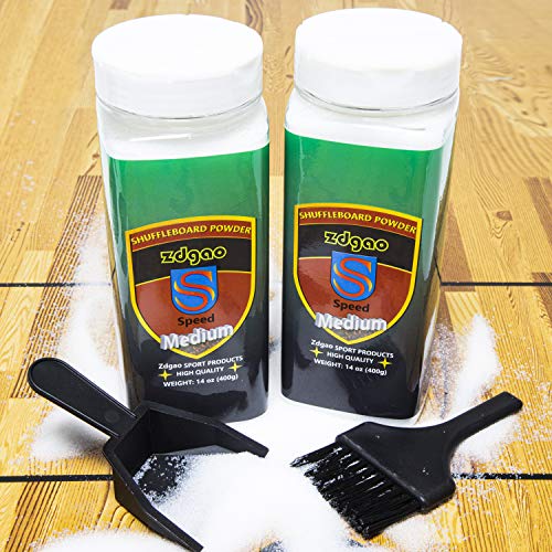 Shuffleboard Sand - Shuffleboard Wax with Mini Dustpan and Mini Brush, 2 Cans(2×14 oz) - style: 2 Cans Medium Speed