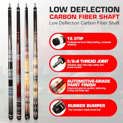 Banly Cuezone Carbon Fiber Pool Cue – MF1 Pro Taper Cue Stick with Extension, Low-Deflection Shaft, Premium Canadian Maple Butt, 12.5mm Tip, 3/8×8 Joint for Tournament & League Play - color: Azure Knight