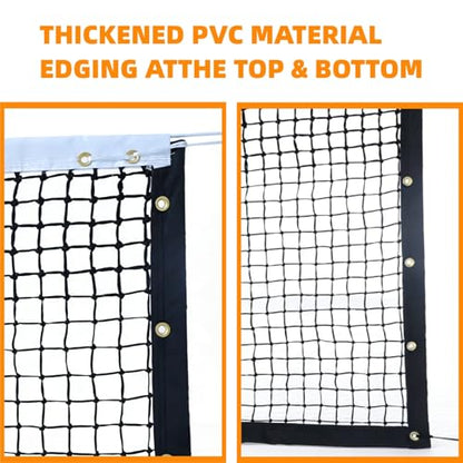 Professional Tennis Net 42ft x 3.5ft | Double-Layer Woven Court Replacement Net with 6mm Steel Cable & Center Strap – Heavy-Duty UV/Water-Resistant Net for Clubs, Coaches, and Backyard Use