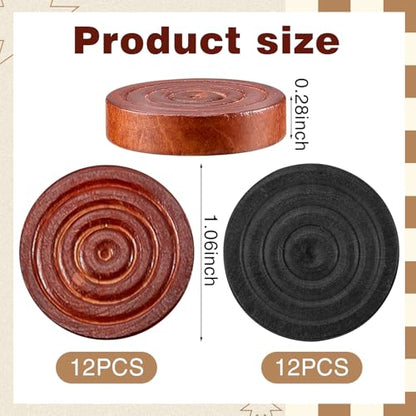 Sumind 24 Pieces Wooden Checkers 1.06 Inch Wood Checkers Pieces Stackable with Drawstring Storage Bag for Board Game Backgammon (Brown and Black) - color: Brown and Black