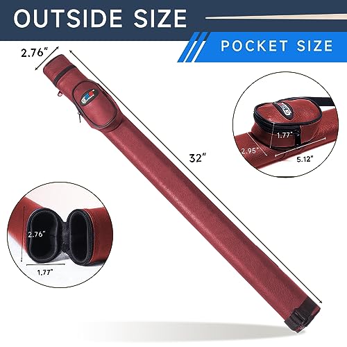 GSE Games & Sports Expert Billiard Cue Cases, 1x1 Deluxe Hard Billiard Pool Cue Stick Carrying Case, Pool Billiards Accessories (Several Colors Available) - color: Burgundy