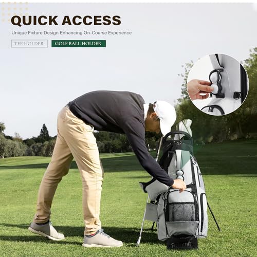 uniHimal Lightweight 7-Way Golf Stand Bag for Men & Women | Carry Bag, Multiple Pockets, Dual Straps - color: white