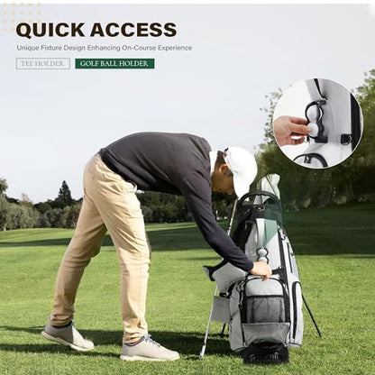 uniHimal Lightweight 7-Way Golf Stand Bag for Men & Women | Carry Bag, Multiple Pockets, Dual Straps - color: white