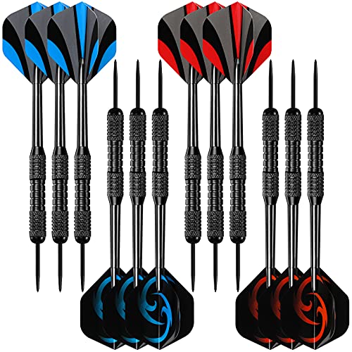 Accmor Darts Metal Tip Set, 12 Pack Steel Tip Darts Darts Set, 24 Grams Professional Metal Darts - color: Black Stripes