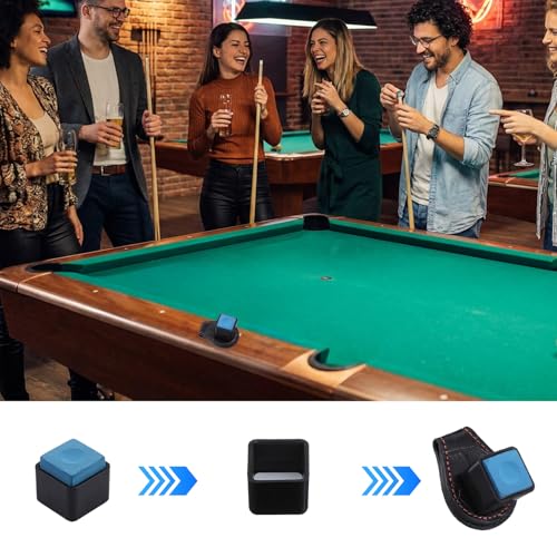 Prasacco Pool Chalk Holder, Magnetic Leather Pool Cue Chalk Holder with Belt Clip Billiard Accessories Black for Snooker and Stylish Billiard Accessories