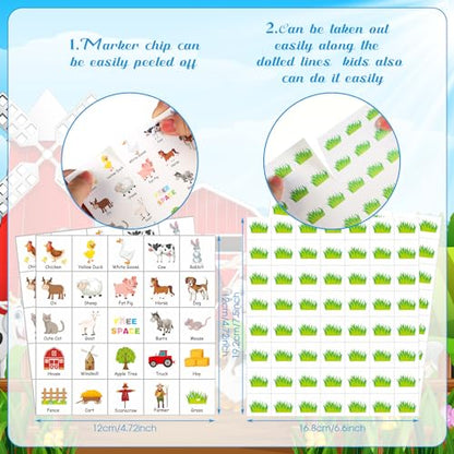 Liliful 35 Pcs Farm Party Bingo Game Farm Animals Game 24 Players Barnyard Birthday Bingo Cards Farm Barn Games for Kids Adults Family School Classroom Activities Farm Themed Party Favors Decoration