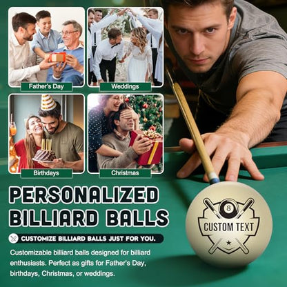Personalized Cue Ball, Billiards Cue Ball – Customized Pool Ball,Custom Pool Table Accessory,Gift for Dad Husband Billiards Player, Father's Day Wedding Birthday - color: Customize One Side