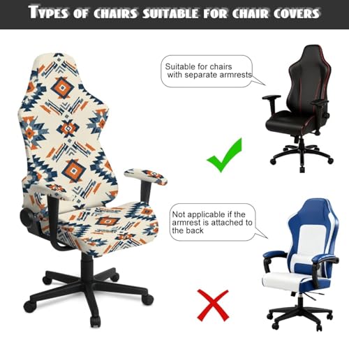 Aztec Southwest Print Computer & Gaming Chair Slipcover Breathable Stretchable Game Chair Cover with Armrest Covers Easy to Install for Swivel Rotating Chairs - color: Brown - Aztec Southwest