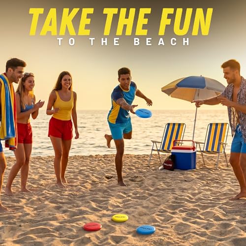 Pallino Bocce-Inspired Premium Outdoor Flying Disc Game for Teens Adults - Portable Yard, Beach, and Tailgate Set Interactive Fun for 2-8 Players, 9 Discs and Travel Bag