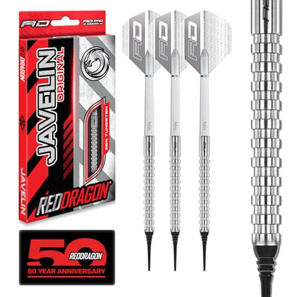 RED DRAGON Darts - Amberjack | Javelin | Pegasus | Razor Edge - Professional Tungsten Soft Tip Darts - Includes Dart Flights and Shafts - size: 18g Barrel / 20g Full Weight