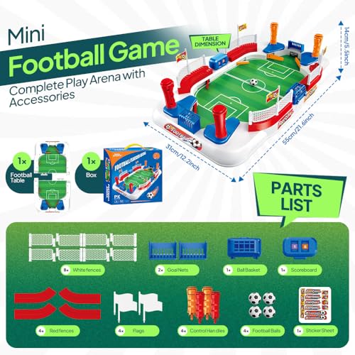 Mini Table Soccer Board Game – Soccer Gifts for Boys 8-12, Soccer Toys for Kids Ages 6-12, Indoor Mini Foosball Table for Kids, Fun Soccer Board Game, Perfect Birthday
