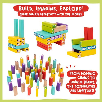Nene Toys Wooden Tumble Tower Game with Animals & Colors, 4-in-1 Educational Family Board Game for Kids Ages 3-9, Creativity & Cognitive Skills Booster - Gift for Boys Girls 3+ Years - style: Animals