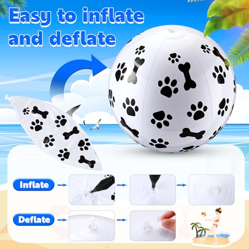 3 Pcs 12 Inch Inflatable Dog Paw Print Beach Balls for Kids Dog Pet Theme Birthday Party Favor Decorations Pool Toy PVC Beach Ball - style: Dog Paw
