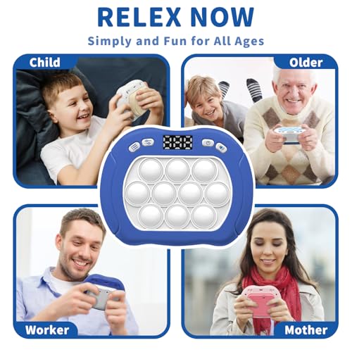 Intoypad Pop Game Light Up Fidget Toy for Kids, 6 Modes LED Screen Quick Push Games Controller Electric Fidget Popper Game Bubble Road Trip Activities Car Games Birthday Gifts Toys for Kids Boys Blue - style: Blue